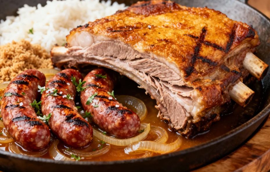 Costela na pressão com lingüiça