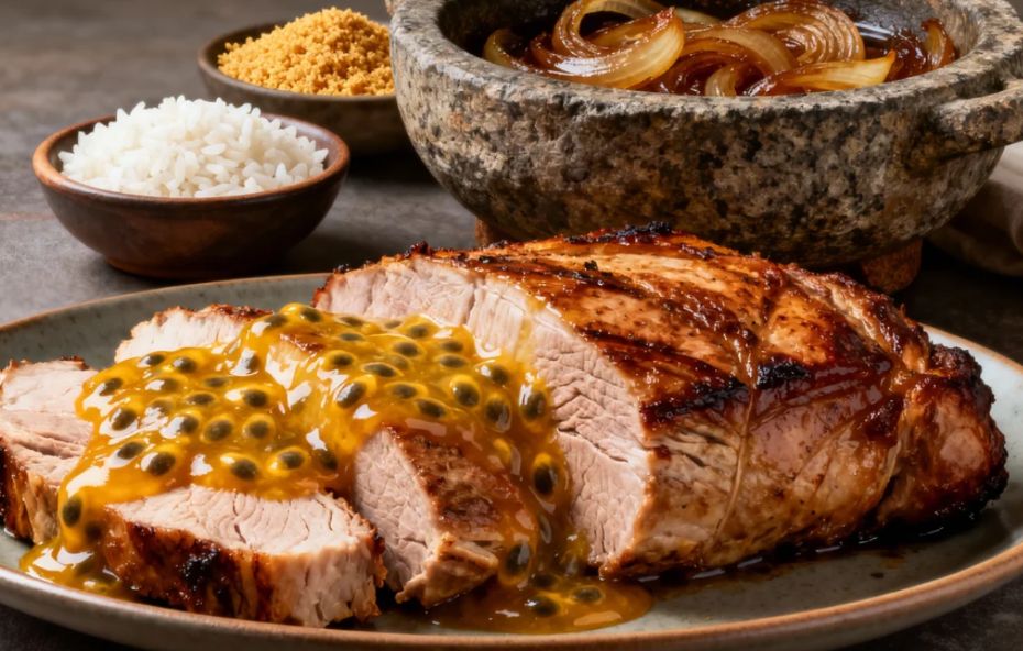 Lombo ao molho de maracujá