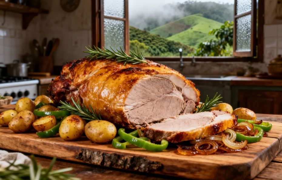 Pernil assado com batata