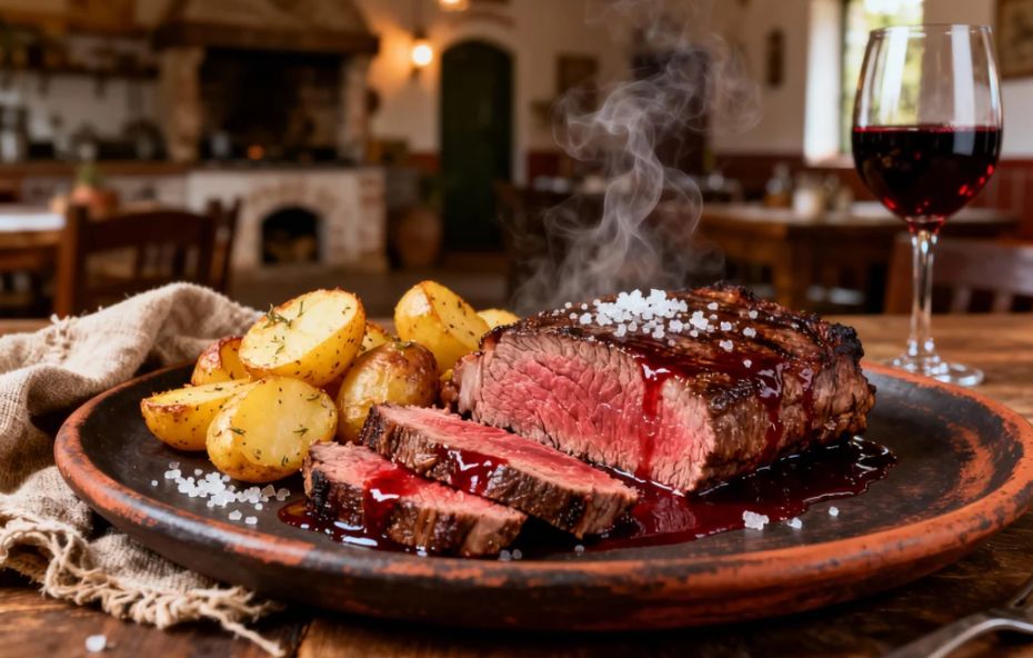 Picanha de forno com batatas